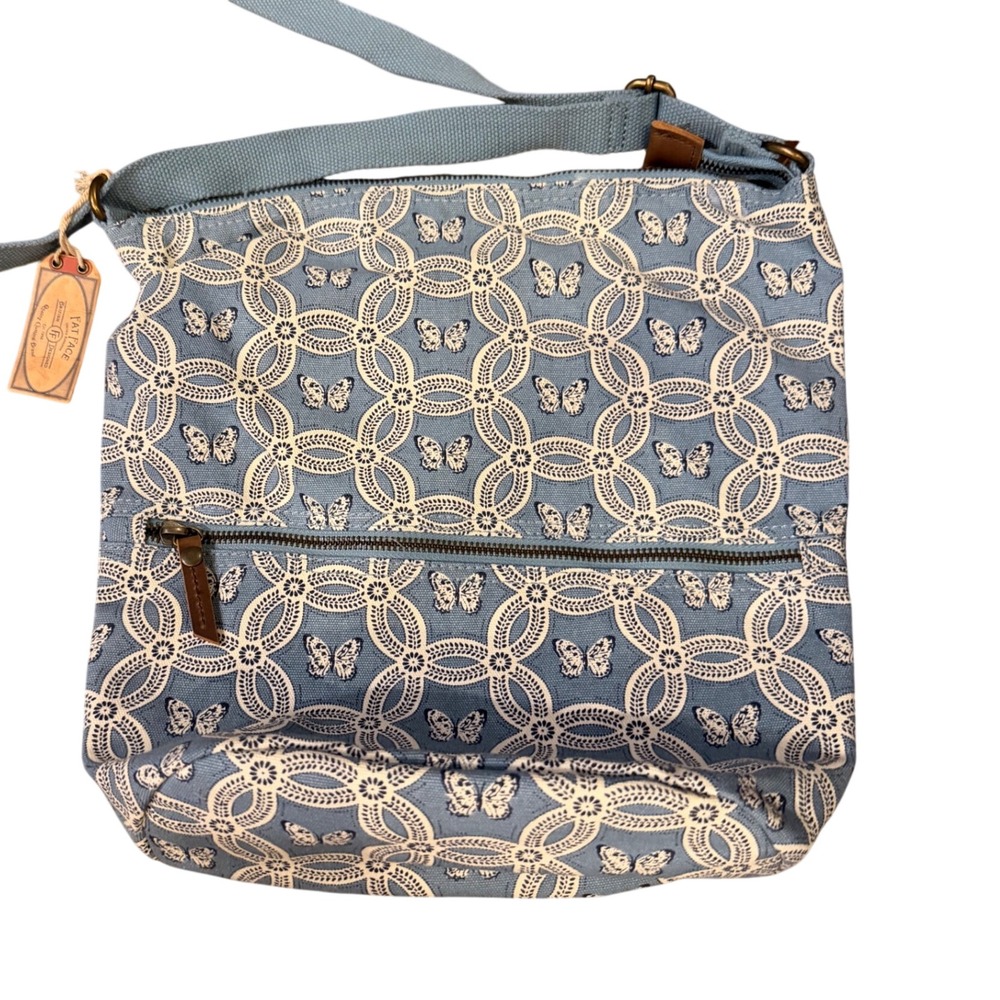 FatFace Blue Butterfly Geometric Canvas Crossbody Bag